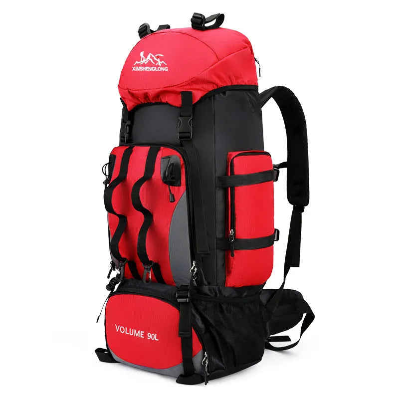 Outdoor hiking backpack for men in solid colour water repellent nylon