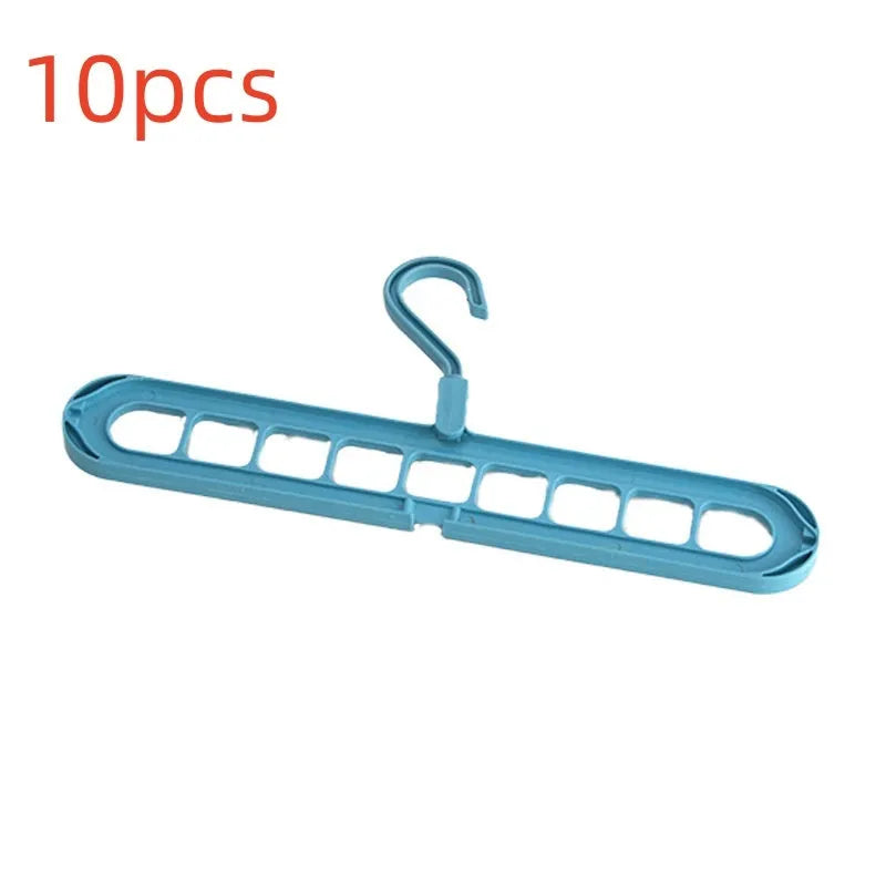 Plastic nine-hole hanger in beige blue gray green or pink for folding pant storage