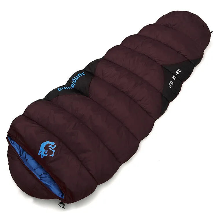 Mummy style camping sleeping bag in Army Green colour with compression storage bag.