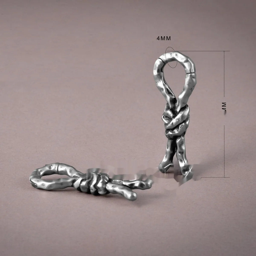 Copper Creative Bends and Hitches 4mm gauge piercing earrings with a bent design for auricle.