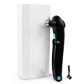 Black folding body electric shaver with dry battery compartment and hair removal head