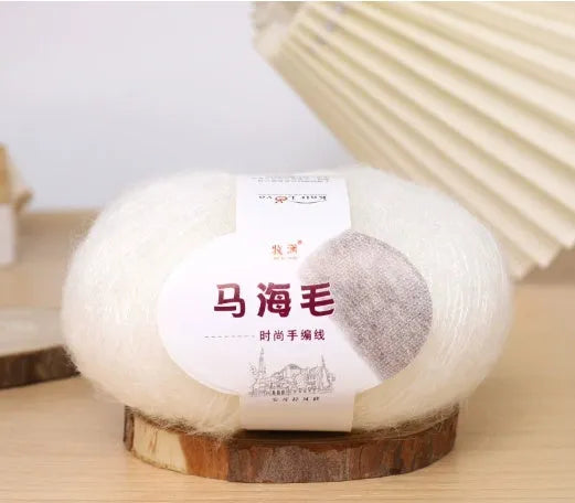 Hand-woven mohair wool ball for DIY scarf knitting projects in multiple colour options