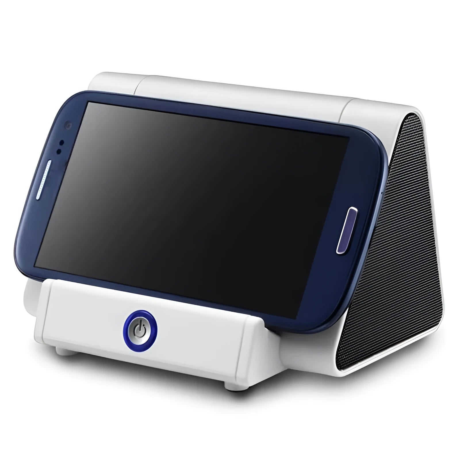 Compact black or white wireless Bluetooth speaker with a built-in microphone for calls.
