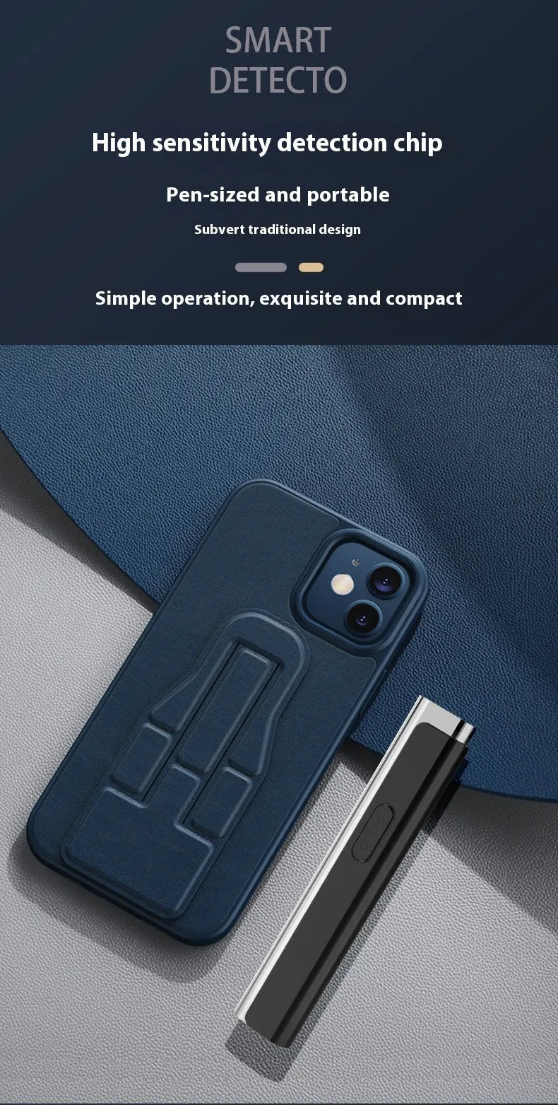Black or silver plastic Signal Search anti-spy camera detector showing its compact size.