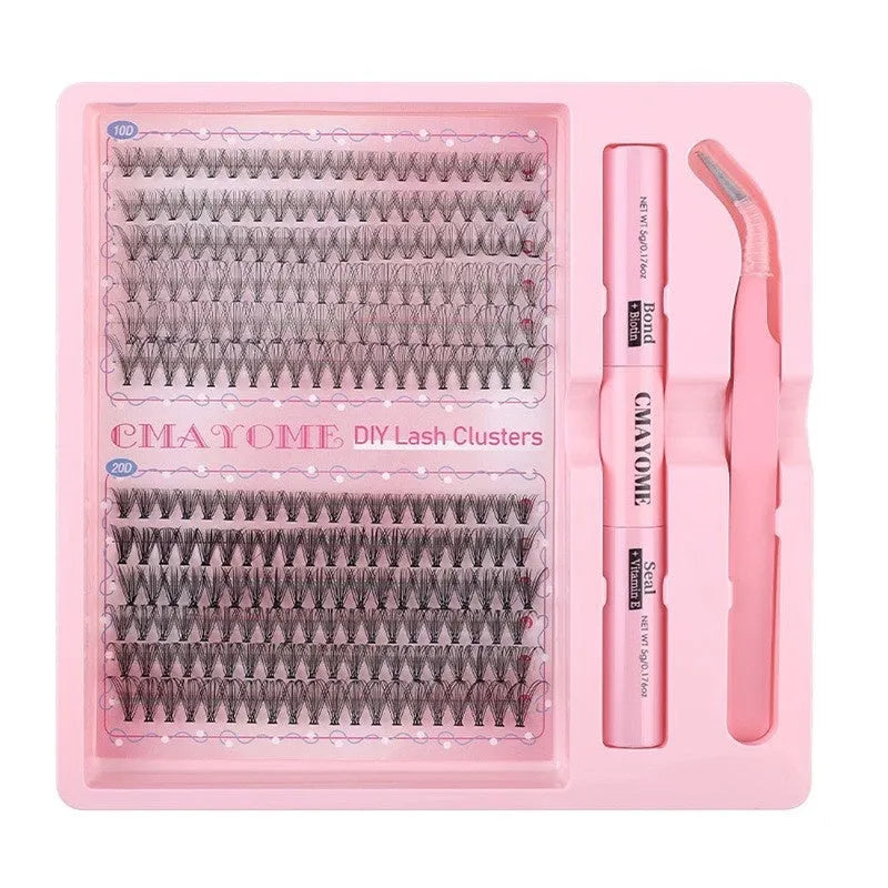 DIY single cluster false eyelashes set for individual application with artificial fibre construction