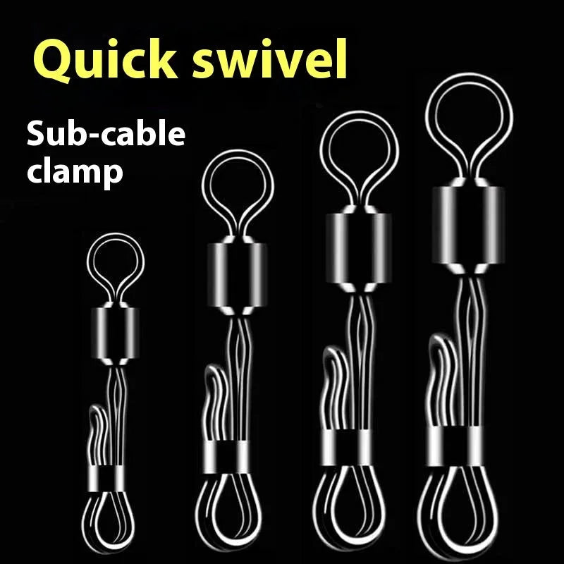 Brass quick change barrel swivel bearing for fishing with 8-word quick release mechanism.
