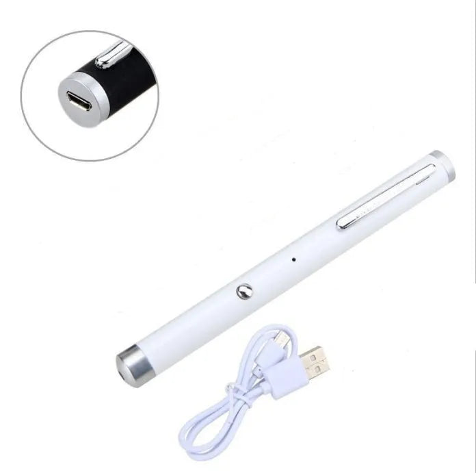 Set of three green laser pointer pens in black, white, and camouflage colours with 5mw output and long-range visibility.