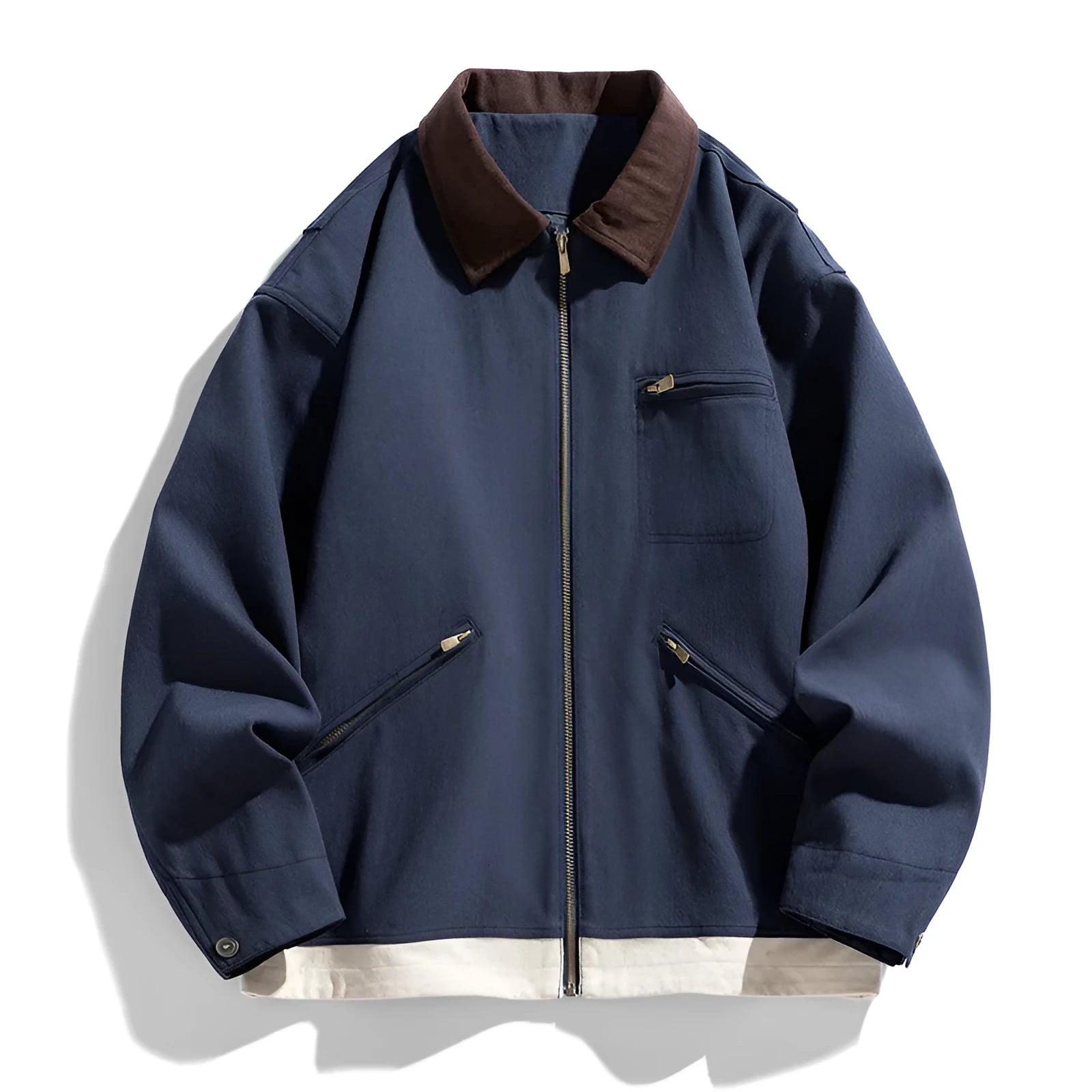 Korean-style men's casual jacket with contrast lapels and side seam pockets in mint green colour