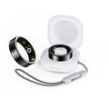 Black ceramic smart ring for heart rate and blood oxygen monitoring with waterproof design