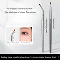 Angled bend head eyeliner brush for precise eye detail makeup and concealer application