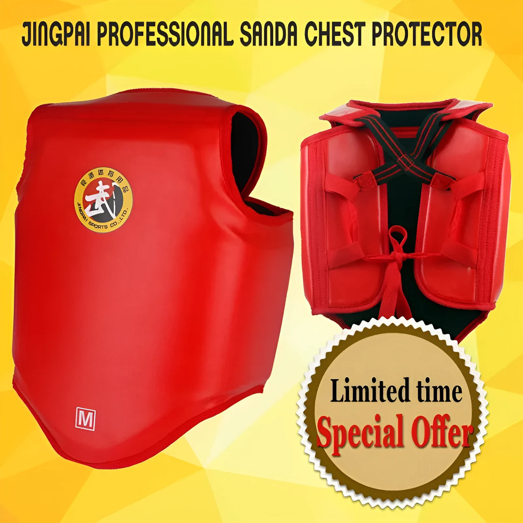 Red one-piece boxing chest protector vest for fighting training