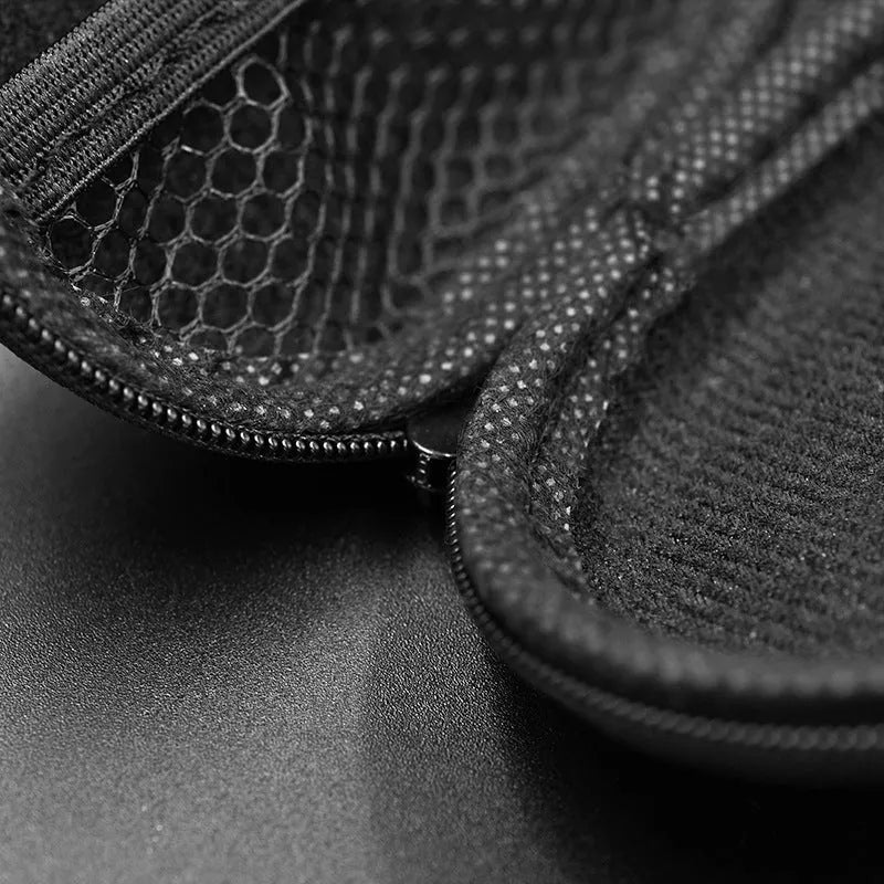 Black oval leather earphone storage case for EDX PRO and compatible in-ear monitors