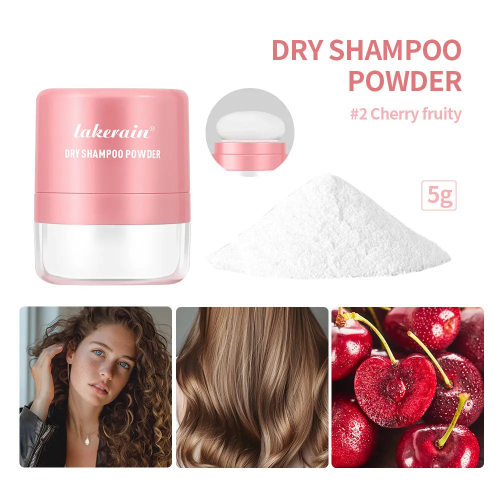 Dry shampoo powder sachet with sponge applicator and headband mirror