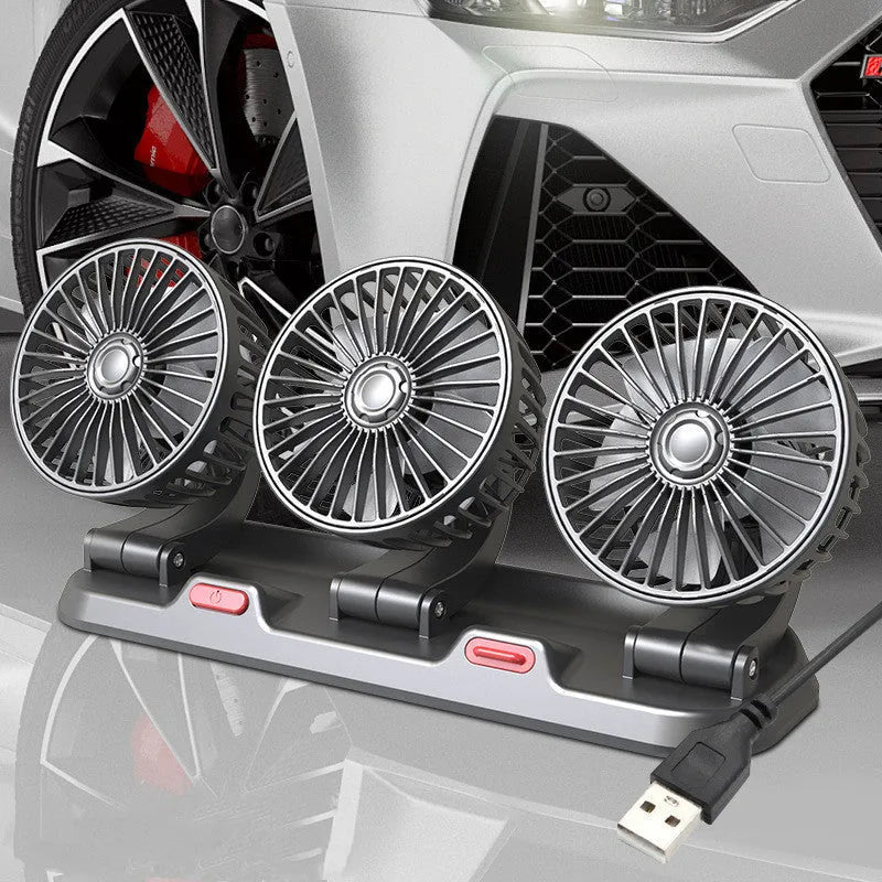 Three head automotive electric cooling fan with compact design and multi-directional airflow