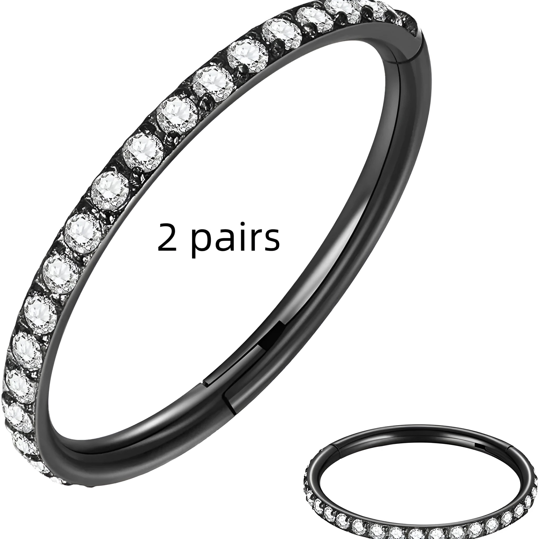 Stainless steel seamless nose rings showing steel, gold, rose gold, and black electroplated finishes with round design