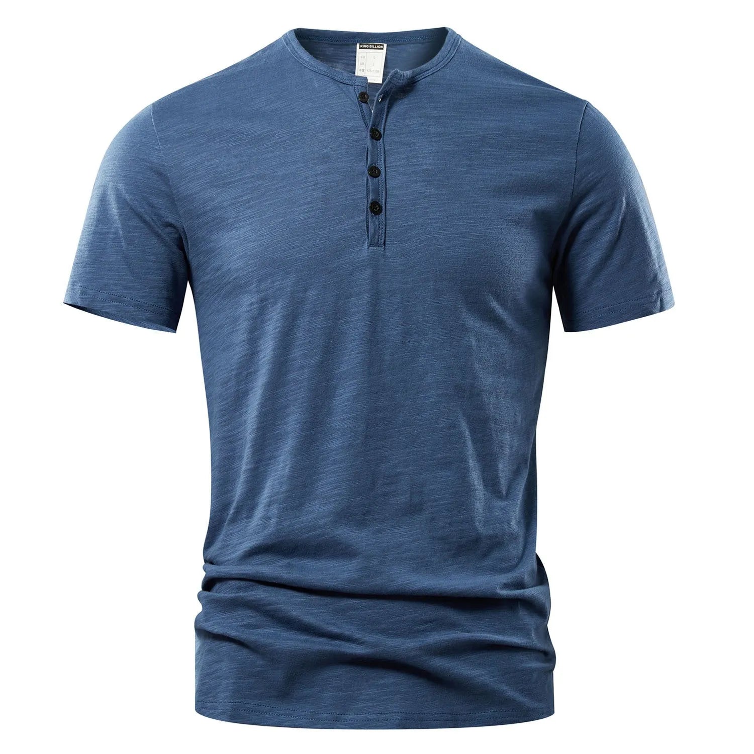 Men's solid colour slub cotton short sleeve T-shirt in British style casual design.