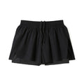 Men's summer sports shorts with side-slit design made from nylon fabric in black colour