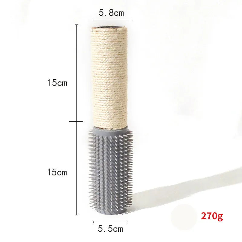 Brown or grey sisal scratching post for cats, measuring 30cm tall.