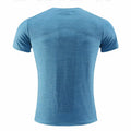 Short sleeve red sports t-shirt made from polyester spandex fabric for running and exercise.