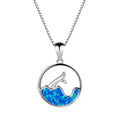 Geometric fishtail necklace with electroplated platinum opal finish on a copper base.