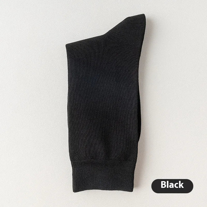Men's pure cotton mid-calf business socks in solid colours with sweat absorption and deodorant function