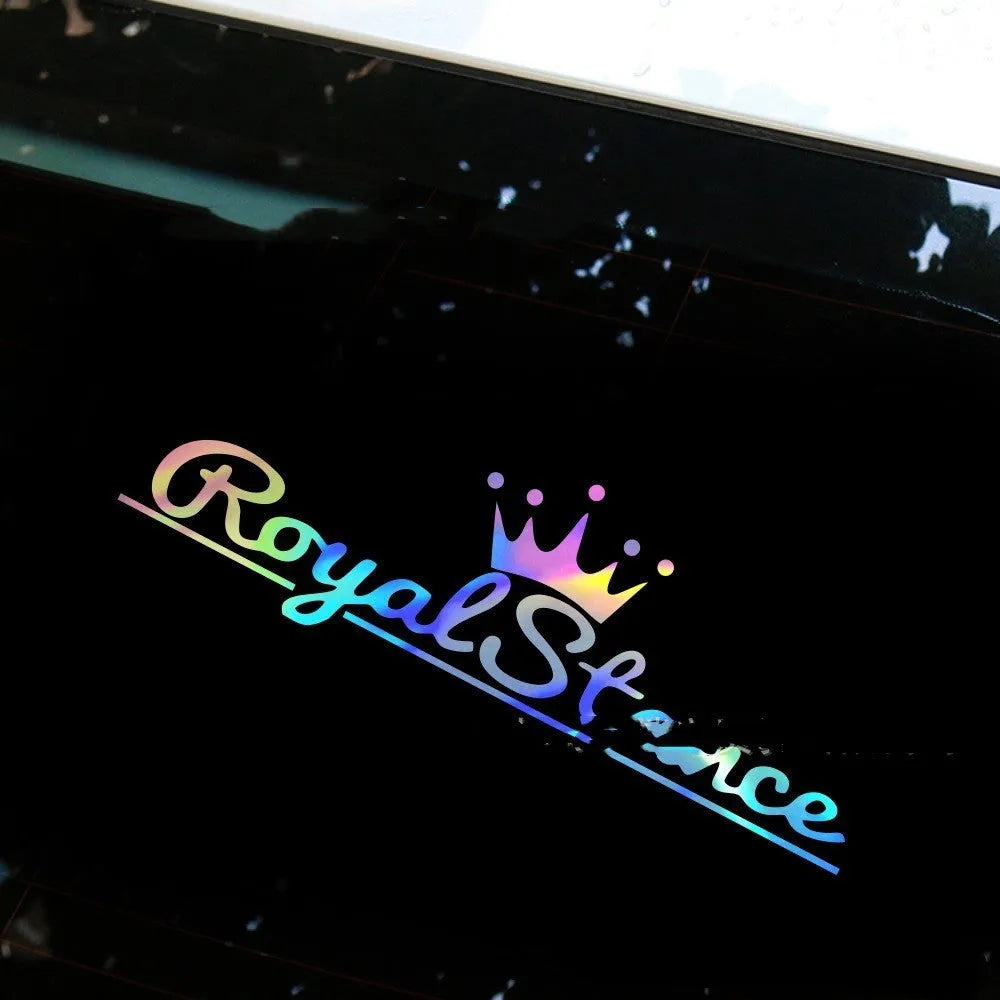 Reflective crown design car sticker on vehicle window in three colour options