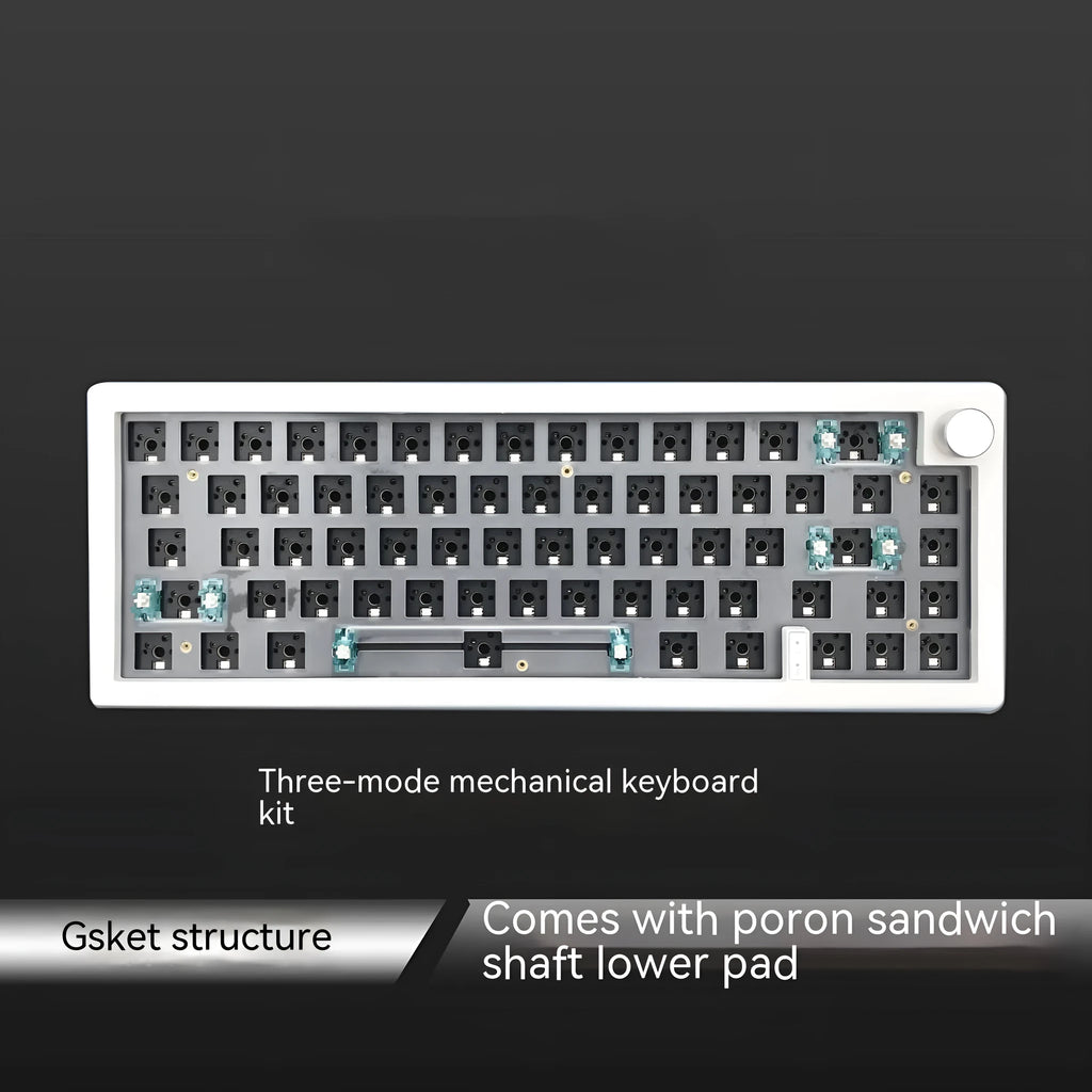 DIY mechanical keyboard kit with RGB lighting and control knob in seven colour options