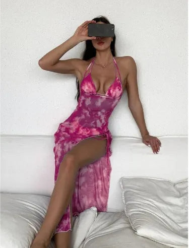 Three-piece multicolour printed polyester bikini set, Pattern 12 colour, for women sizes S to XL