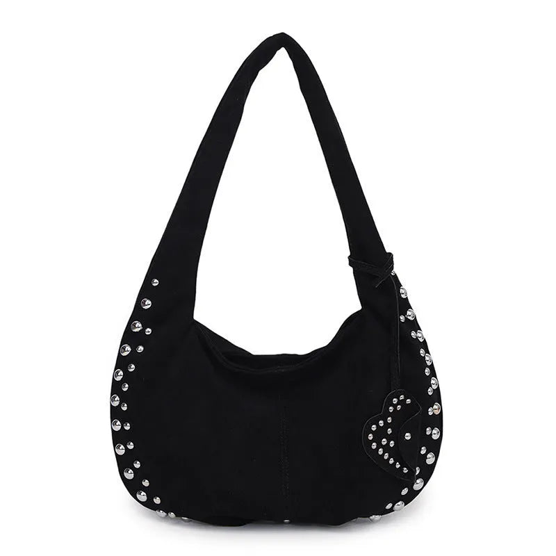 Women's soft plush tote handbag in retro styling with strapless underarm design