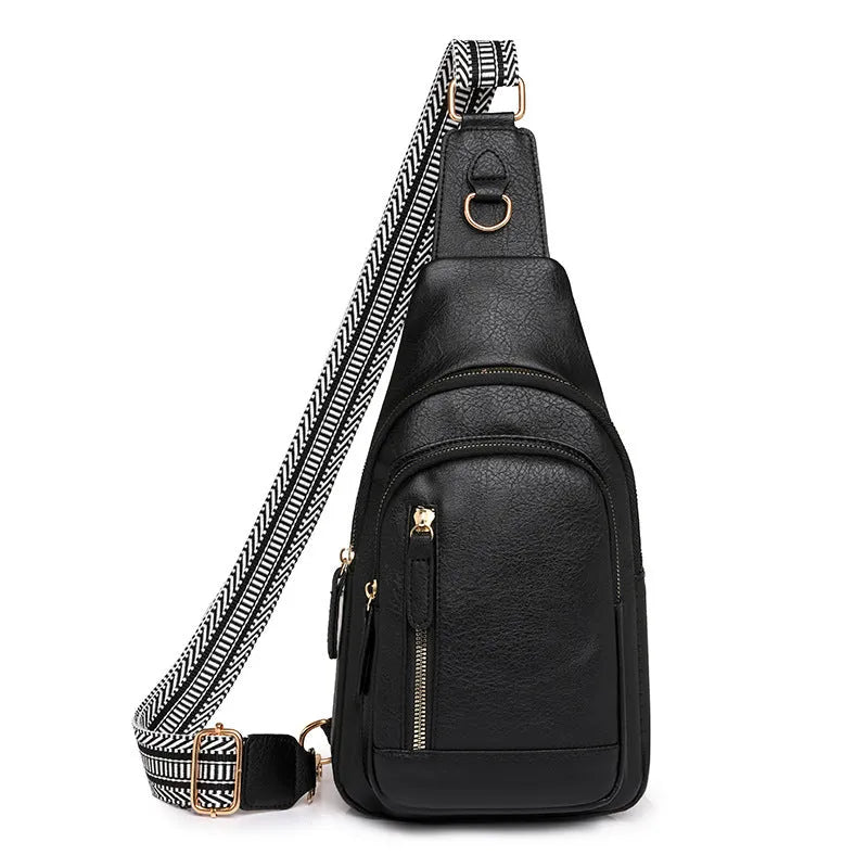 Women's soft PU crossbody messenger bag in street trend style with multiple compartments
