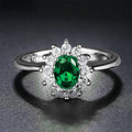 Women's blue moissanite flower ring in copper with zirconium stones on hand