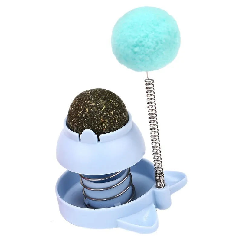 55mm cat toy with music mint ball for self-licking action and dental cleaning in blue, orange, or pink colours
