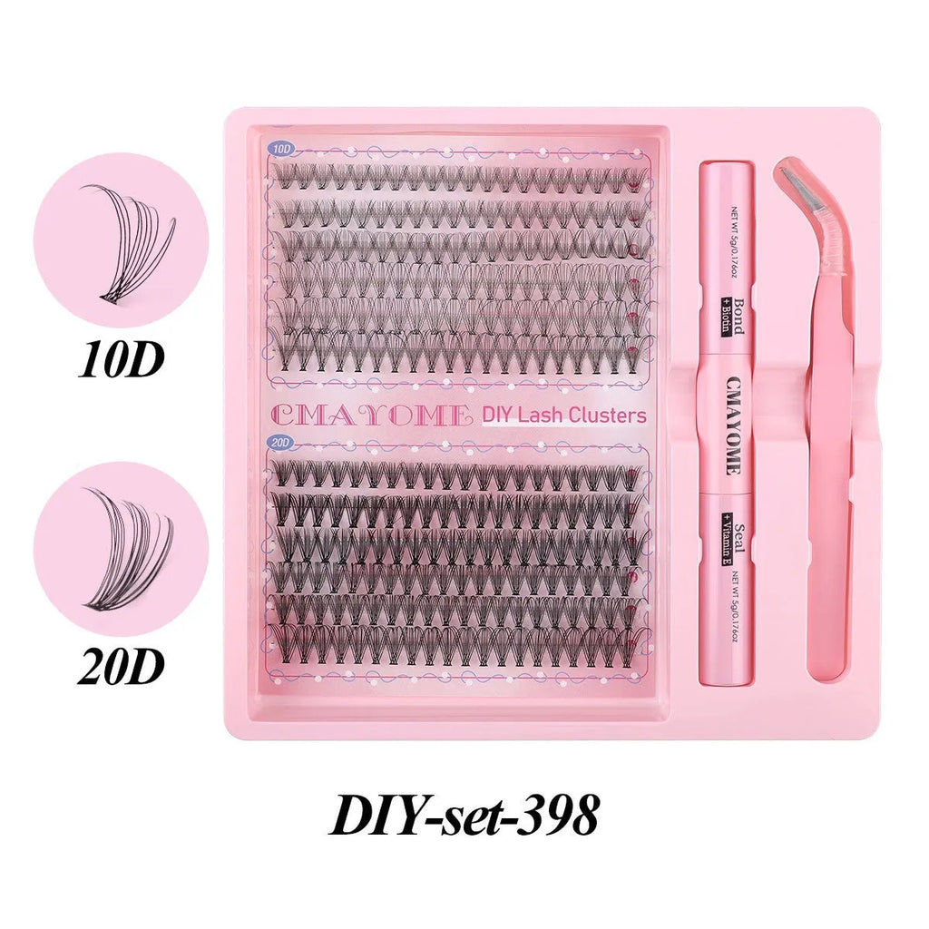 DIY single cluster false eyelashes set for individual application with artificial fibre construction
