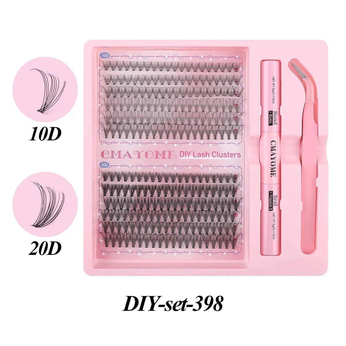 DIY single cluster false eyelashes set for individual application with artificial fibre construction
