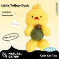 Plush catnip toy shaped as a character with bell, showing 15cm height with 4cm scent ball inside.