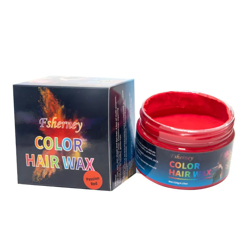 120g hair styling clay in multiple colours including blue, green, purple and rose red