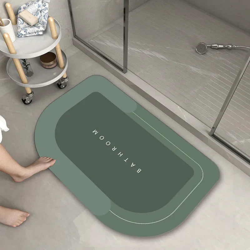 Blended fabric bathroom floor mat in oval and rectangular shapes with Baikal colour options