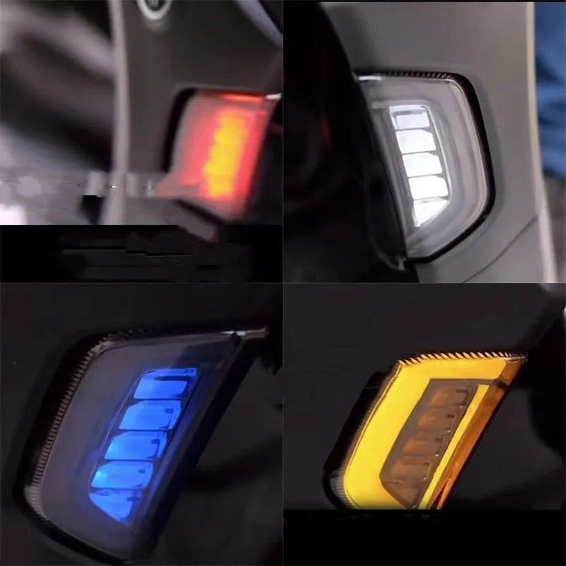 Pair of LED steering turn signal lights for Yamaha NMAX155 scooter in blue and yellow colour.