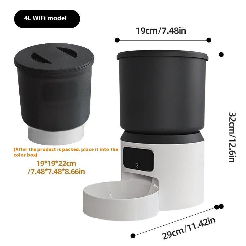 4L smart pet feeder with Wi-Fi connectivity and optional rotatable camera
