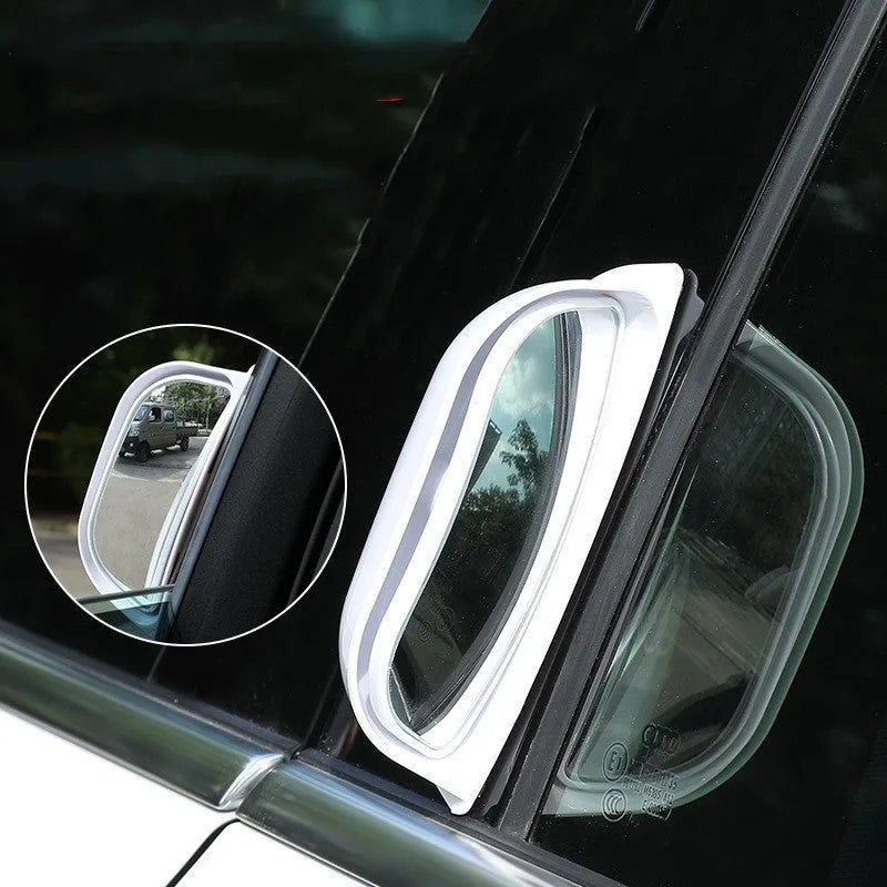 Black universal wide angle car mirror extension with two-row design for blind spot visibility