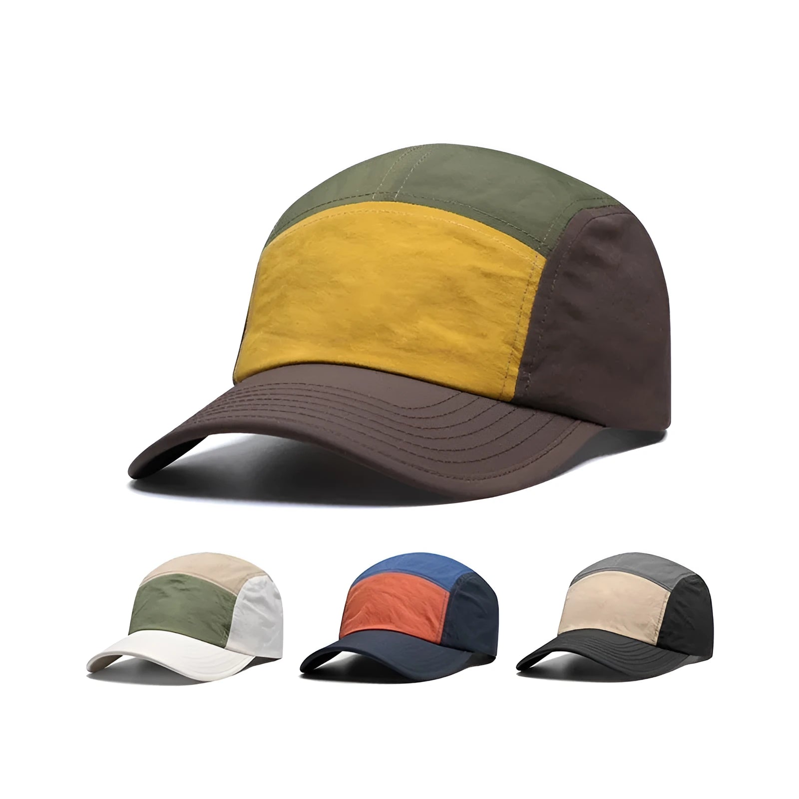 Men's curved brim baseball cap in cotton polyester fabric available in four colours