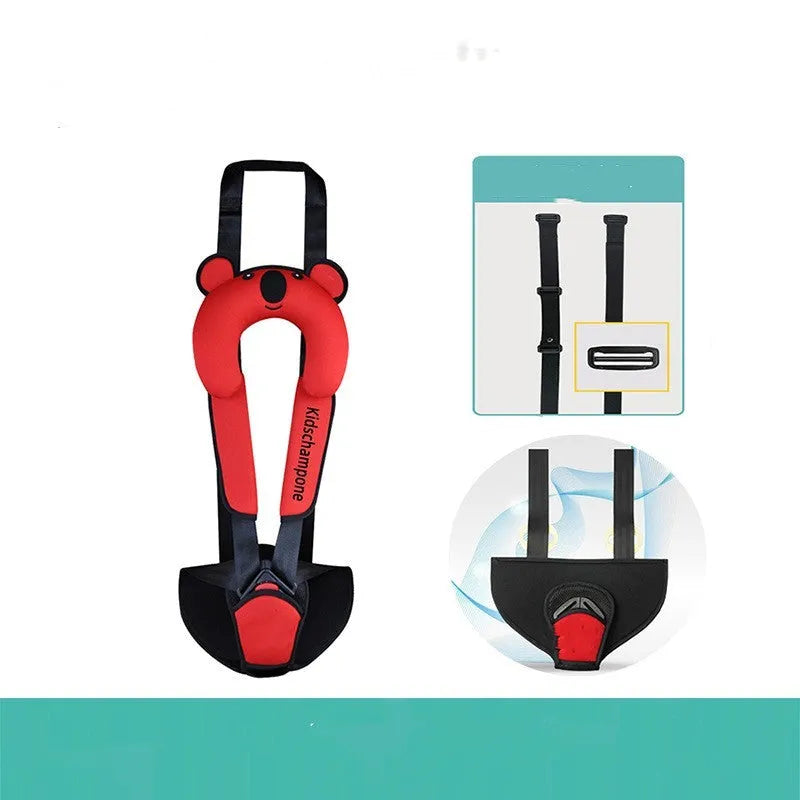 Portable child car safety seat belt retainer in polyester fabric with 33x22x9.5cm dimensions