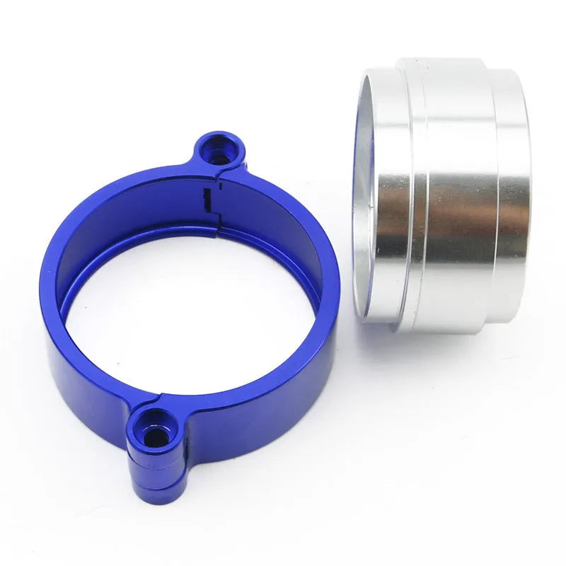 Aluminium fixed movement clamp for turbine exhaust systems in black, blue, red colours