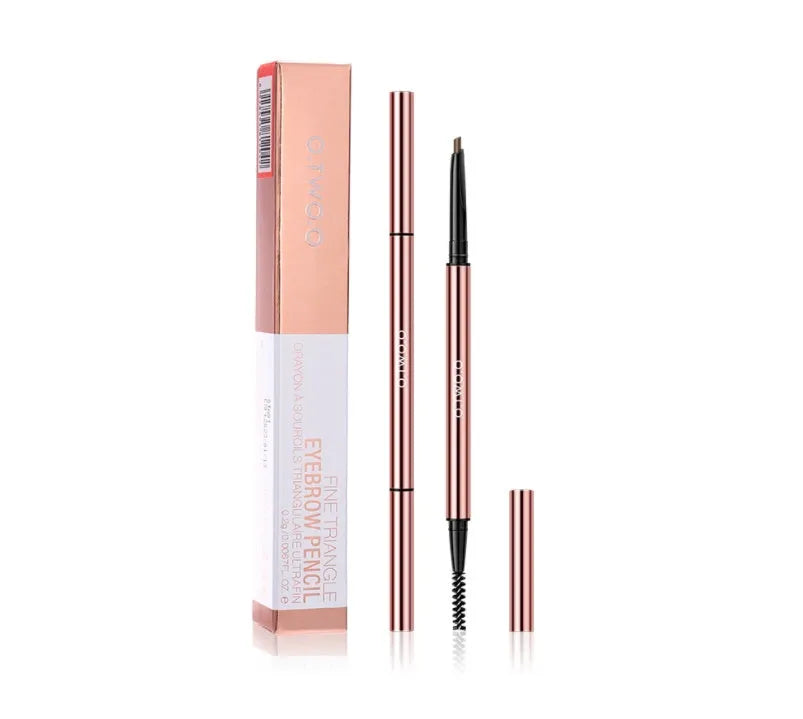 Eyebrow makeup pencil in colour box packaging showing six natural shade options