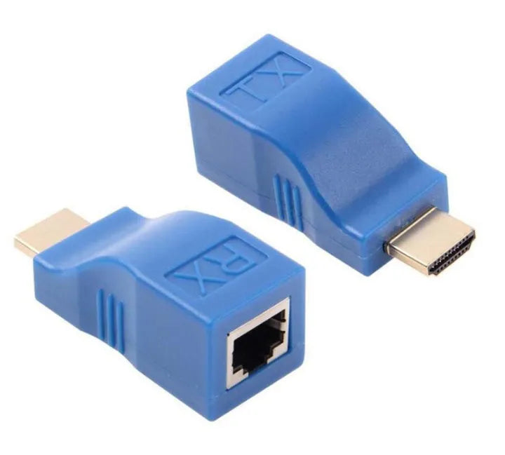 HDMI extender transmitter and receiver pair for 30 metre signal transmission using Cat-5e/6 cable