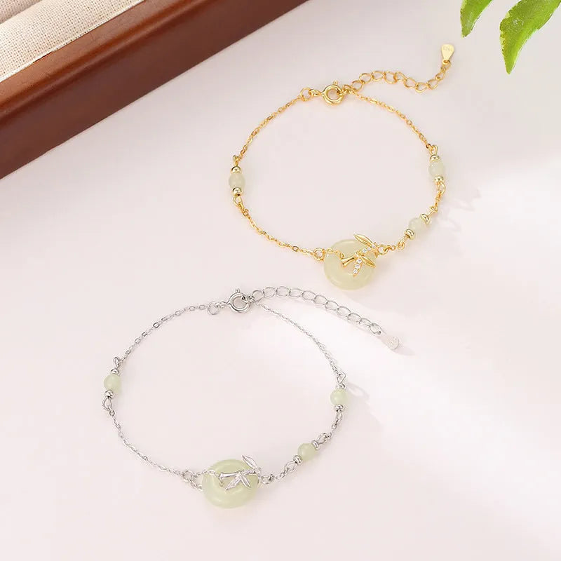Women's antique style 925 silver bracelet with peace buckle design in gold or silver finish