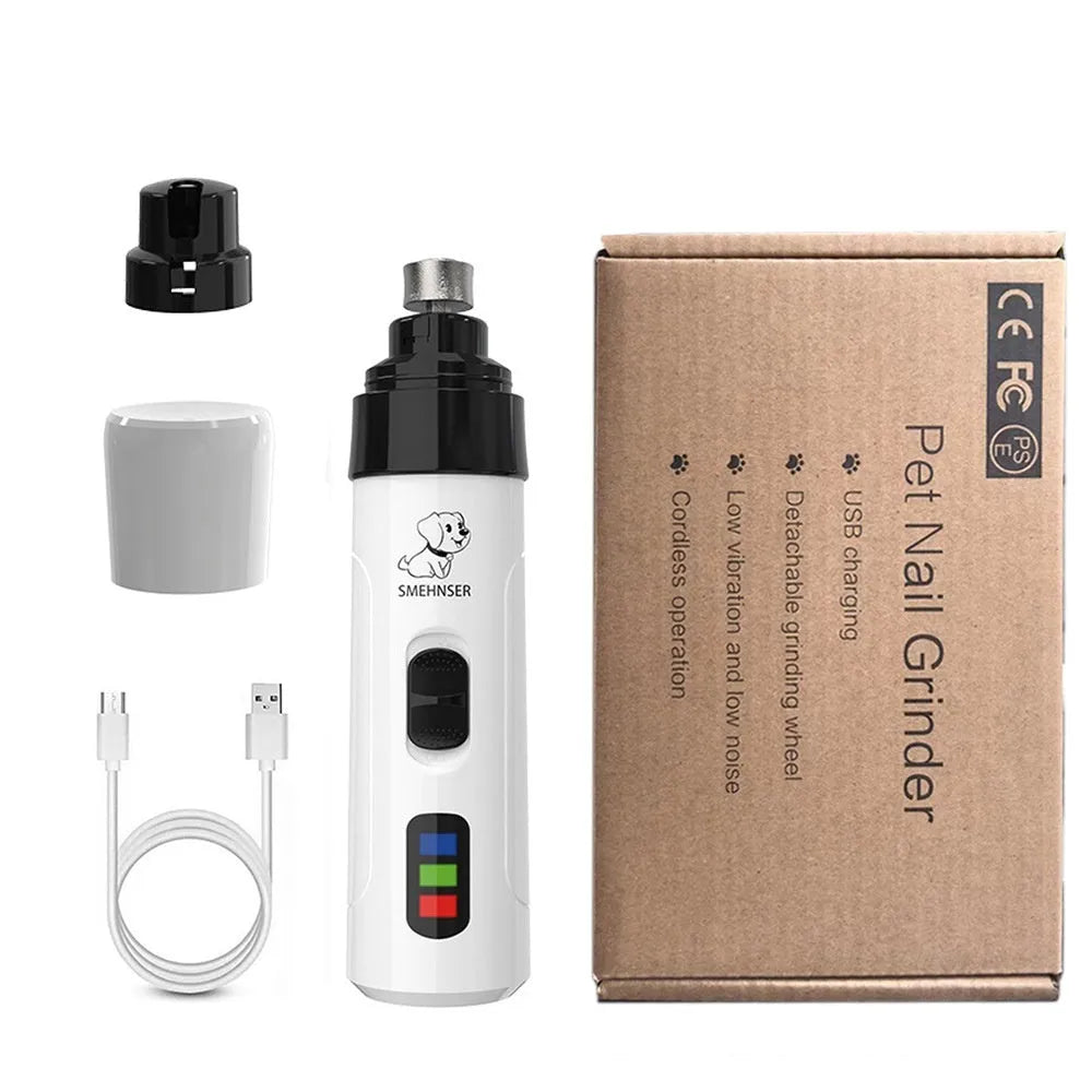 Electric dog nail trimmer with LED digital display and dust collection port