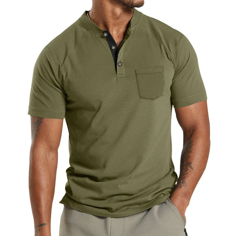 Plus size men's short sleeve button down shirt with chest pocket in multiple colour options