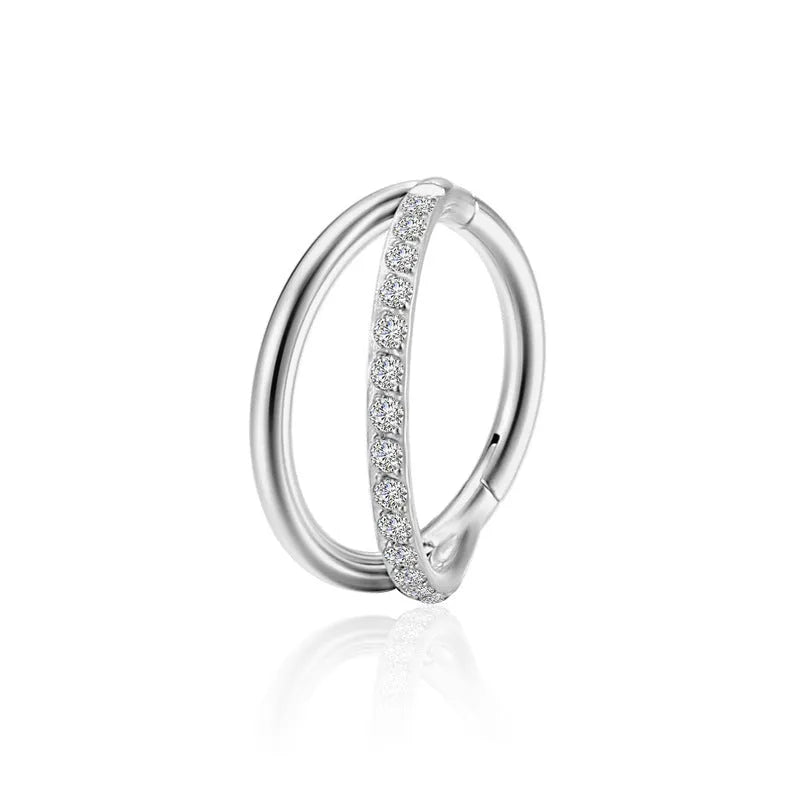Titanium alloy fork-style nose ring body jewellery shown in silver finish.