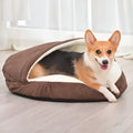 Removable washable cloth dog kennel in brown and grey, available in S and M sizes